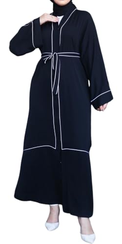 Modest Women's Abaya with Zipper and Waist Belt – Turkish Long Sleeve Muslim Abayas, Elegant Islamic Fashion (White, XX-Large) von istanbul styles