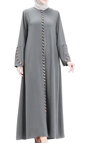 istanbul styles Damen-Abaya, langärmelig, offener Steinbruch, bodenlang, Reißverschluss, bodenlang, türkisch-islamische Mode von istanbul styles