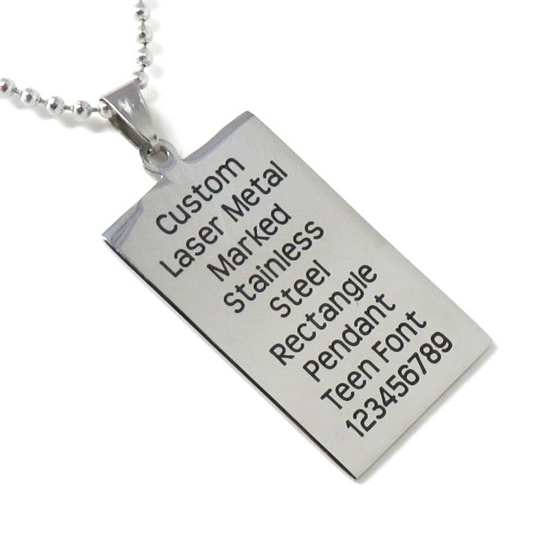 Rechteck-Halskette-Personalized Custom Laser Markierte Edelstahl-3 Pendant Sizes & 9 Schriften Verfügbar-Symbole-Sprichungen von isurfaceart