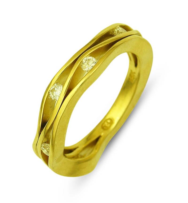18K Gold Welle Ring Mit Diamanten 100 Prozent Recyceltem Made To Order von italilambertini