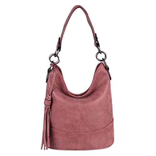 OBC Damen Tasche HOBO-Bag Shopper Umhängetasche Handtasche Schultertasche Henkeltasche Beuteltasche Crossover Tote-Bag (Bordo 29x25x17) von italyshop24_com