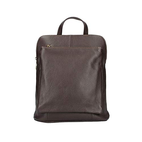 OBC Made in Italy Damen echt Leder Rucksack Daypack Lederrucksack Tasche Schultertasche Ledertasche Handgepäck Nappaleder (Braun 25x30x11 cm) von italyshop24_com