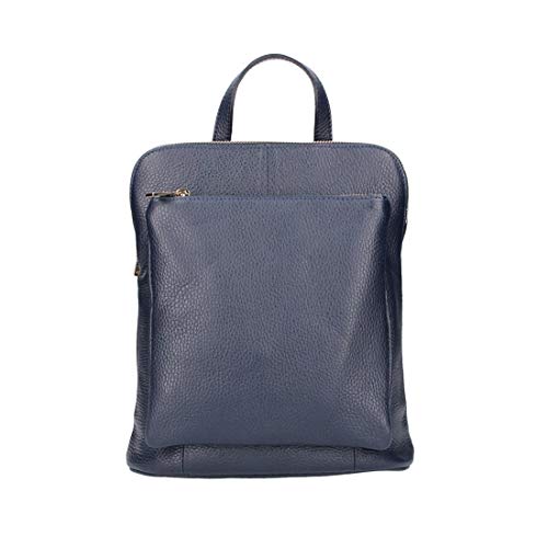 OBC Made in Italy Damen echt Leder Rucksack Daypack Lederrucksack Tasche Schultertasche Ledertasche Handgepäck Nappaleder (Dunkelblau 25x30x11 cm) von italyshop24_com