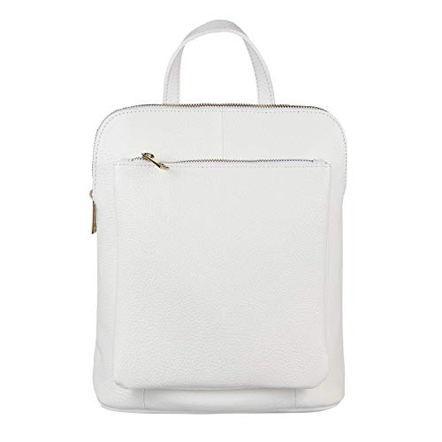 OBC Made in Italy Damen echt Leder Rucksack Daypack Lederrucksack Tasche Schultertasche Ledertasche Handgepäck Nappaleder (Weiß) von italyshop24_com