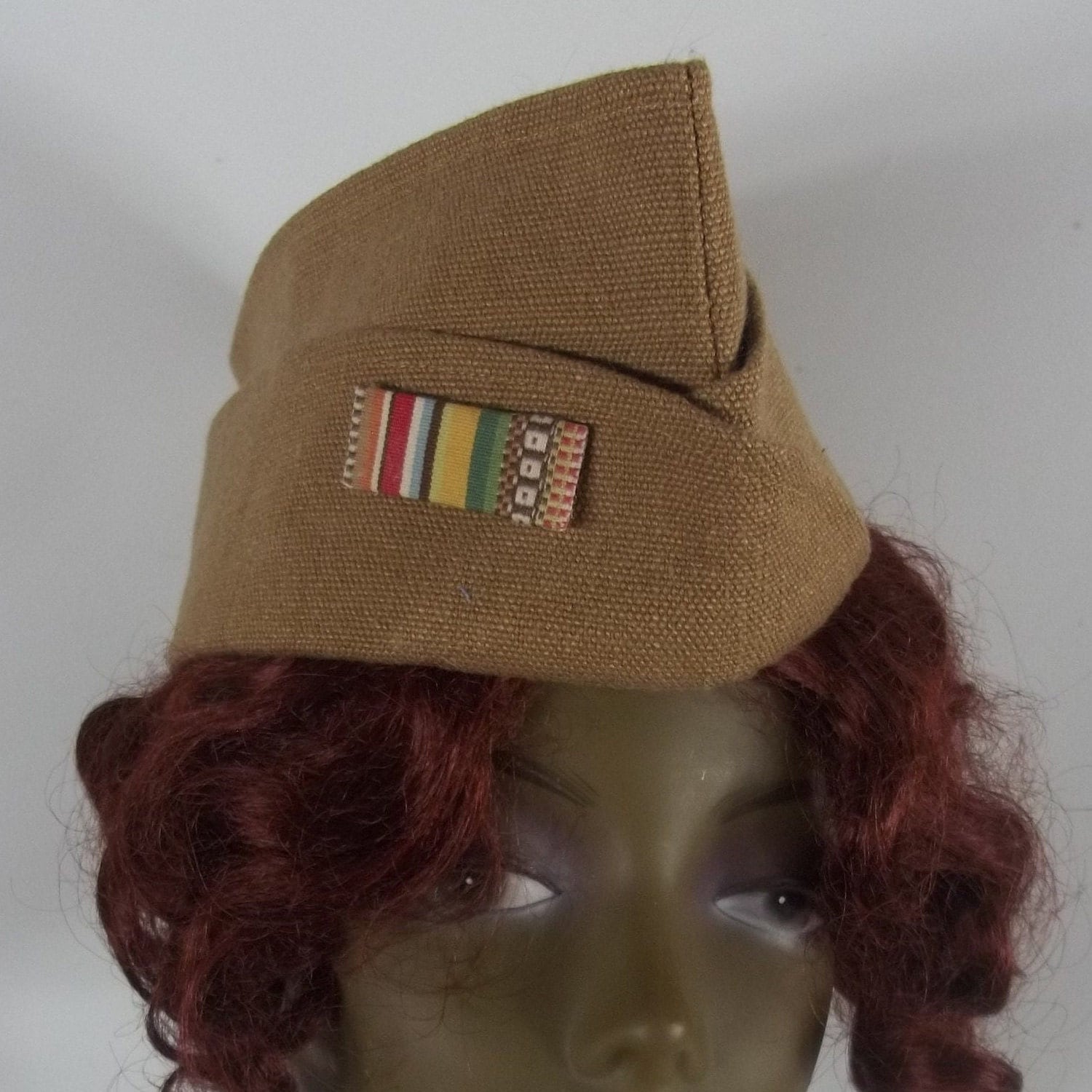 1940Er Jahre Stil, Garnison Kappe, Baumwoll Segeltuch, Beige Braun, Militär Hut, Seitenkappe, Keilkappe, Pilotenkappe, Überseekappe, Brosche. S-xl von itbecomesyou