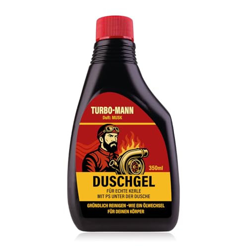Duschgel für Männer als Geschenk im Deko-Kanister Ölkanister Motorölflaschen-Optik 350ml Bath & Body (Motiv Turbo Mann) von itenga