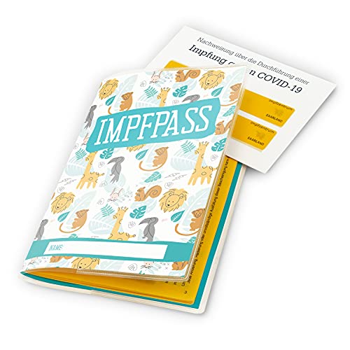 itenga Design Impfpasshülle Motiv Afrikanische Tiere für Kinder 196 x 134 mm transparent - Ausweishülle für Impfpass von itenga