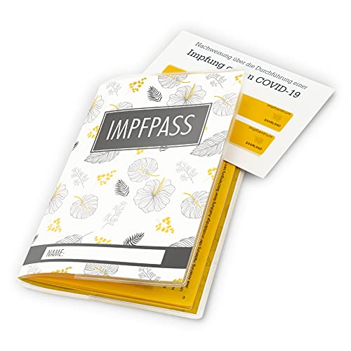 itenga Design Impfpasshülle Motiv Blätter schwarz weiß 196 x 134 mm für Impfbuch Impfausweis Schutzhülle transparent - Ausweishülle für Frauen von itenga