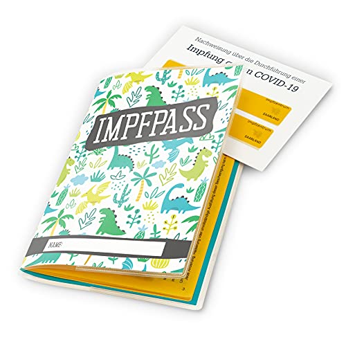 itenga Design Impfpasshülle Motiv Dinos Dinosaurier für Kinder 196 x 134 mm transparent - Ausweishülle für Impfpass von itenga