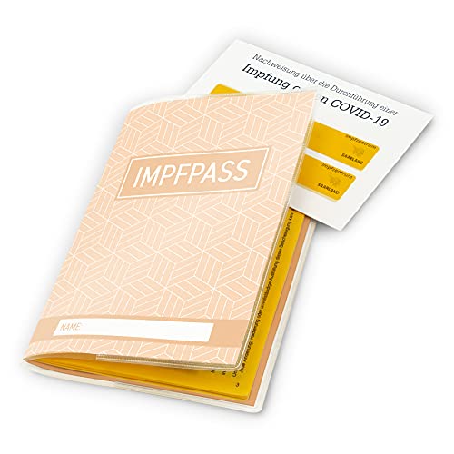 itenga Design Impfpasshülle Motiv Geometrie hell in pfirsichfarben 196 x 134 mm transparent - Ausweishülle für Impfpass für Männer und Frauen von itenga