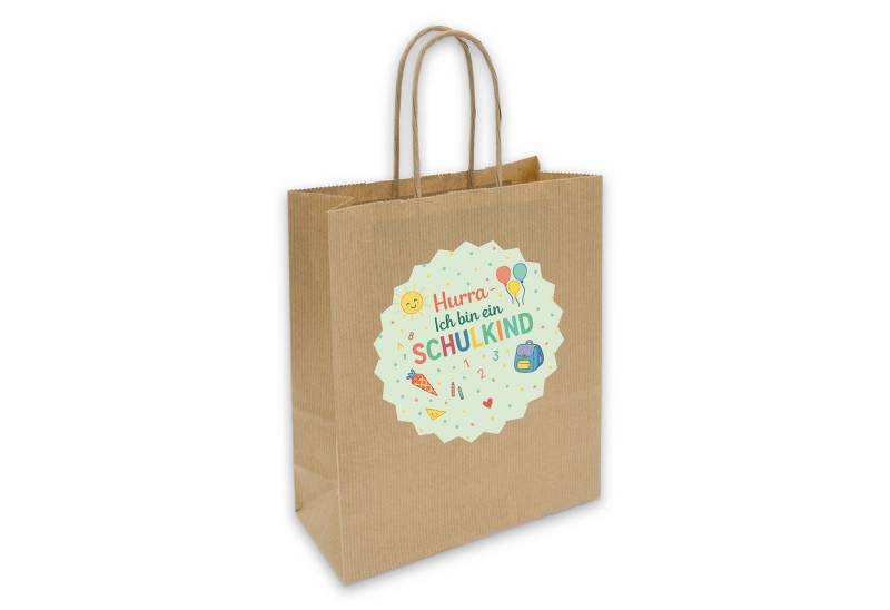 itenga Tragetasche itenga Geschenktüte mit Kordel + Motiv Aufkleber Hurra Ich bin ein Sch von itenga