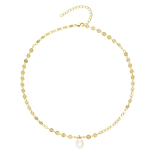 itianxi Zarte Perlen-Halskette, 14 Karat vergoldet/versilbert, Choker-Halskette für Damen, unbekanntes Metall, Perle itianxi Zarte Perlen-Halskette, 14 Karat vergoldet/versilbert, Choker-Halskette für Damen, unbekanntes Metall, Perle von itianxi