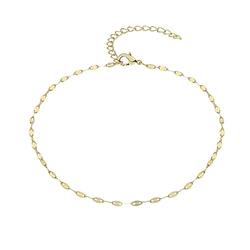 itianxi Zarte einfache Glieder-Halskette für Damen, 14 Karat Gold, zart, minimalistisch, eleganter Modeschmuck für Teenager-Mädchen, Metall von itianxi