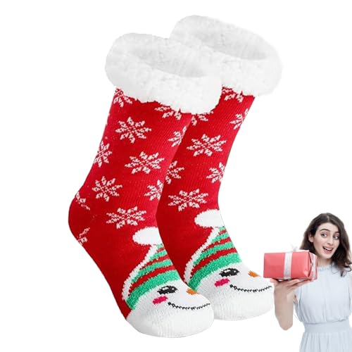 Winterwarme Weihnachtssocken | Winter-Plüsch-Heimsocken,Crew-Socken für kaltes Wetter, Vintage-Muster, Socken für Damen, Herren, Kinder, Jungen, Mädchen, Geschenk Itrimaka von itrimaka