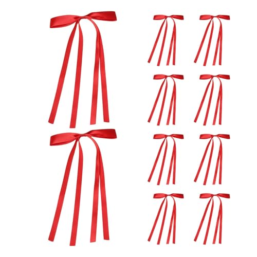 itrimaka Damen-Haarschleifen-Clip, Damen-Haarschleifen-Clip, 10 Stück Schleifen-Clips, Band-Haarspangen, Rutschfeste lange Satin-Haarschleife, eleganter Haarschmuck für Mädchen von itrimaka