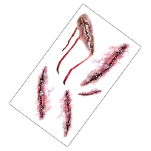 itrimaka Narbenwunden-Aufkleber,Halloween-Horror-Party-Aufkleber,Halloween-Party-Dekorationsaufkleber | Temporäre Simulation Körper Make-up Aufkleber für Frauen Kinder Kostüm Party Horror Party von itrimaka