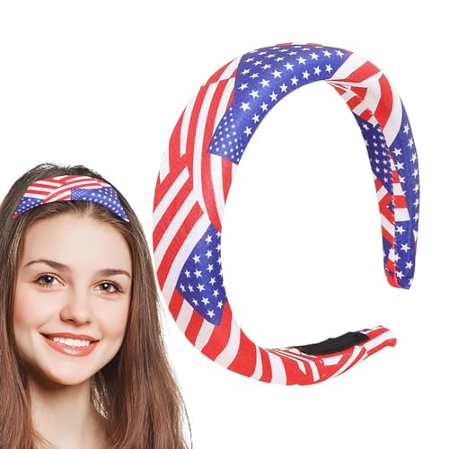 itrimaka Patriotisches Stirnband für Frauen,Stirnband mit amerikanischer Flagge, Patriotischer Anti-Rutsch-Haarreifen, Weiche Kopfbedeckungen mit amerikanischer Flagge für Strand, Party, Yoga, von itrimaka