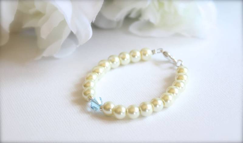 Baby-Mädchen Perlen-Armband Geburtsstein, Baby-Dusche-Geschenk Neues Baby, 1 von ittybittyBBoutique