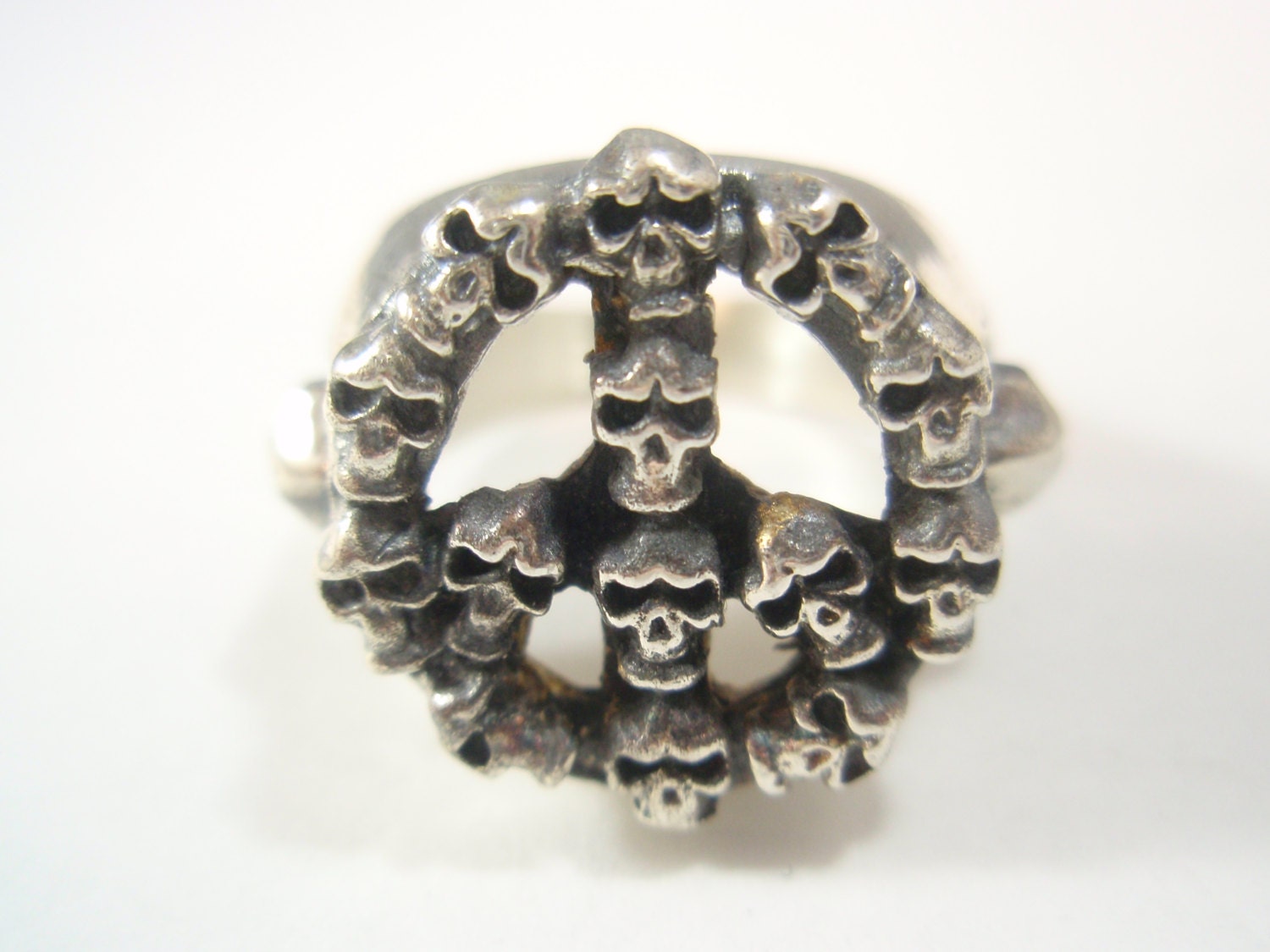 925 Sterling Silber Schädel Peace Symbol Zeichen Ring 925 Sterling Silber Schädel Peace Symbol Zeichen Ring von itz8686