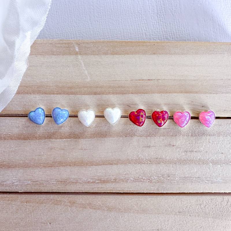 Echte Opal Herz Ohrringe | Oktober Geburtsstein Kleine Silberohrringe Mädchen Hypoallergen Und Empfindliche Haut von iuaccessories