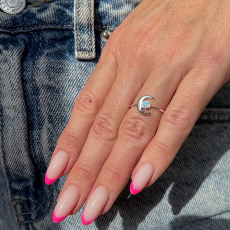 Halbmond Ring | Mond Opal Ringe Für Frauen Zierlicher Opalring Sterling Silber Ring von iuaccessories