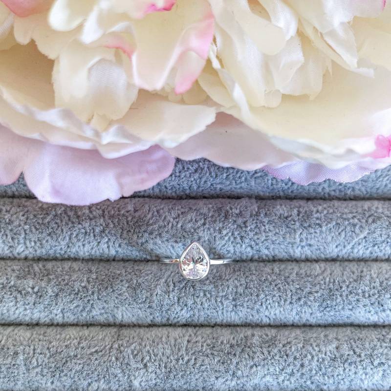 Teak Tropfen Ring | Für Frauen Sterling Silber Zierlicher Frauenringe Geschenk Sie Statement Stapelbarer Ring von iuaccessories