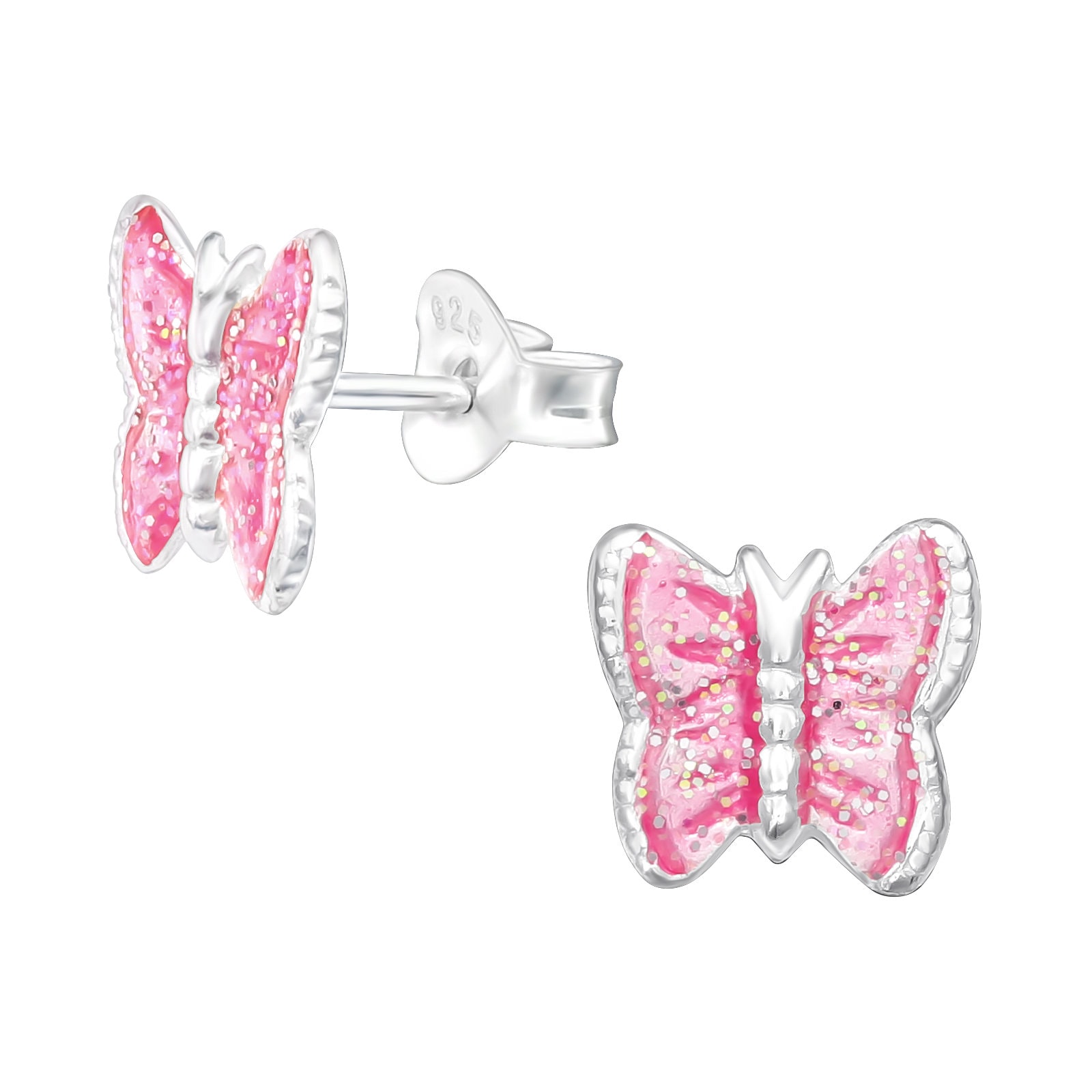 sterling Silber Rosa Schmetterling Ohrringe | Kinderohrringe Junge Mädchen Kleinkind Hypoallergene Ohrstecker von iuaccessories