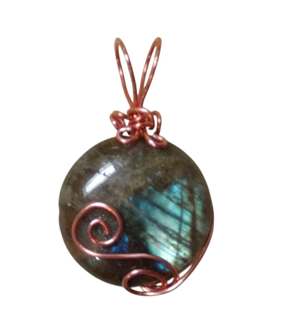 1 1/4 "Blauer Blitz Labradorit Münze Anhänger Massiv Kupfer, Sterling, Rose Oder Gelbgold Gefüllt von ivorynjewels