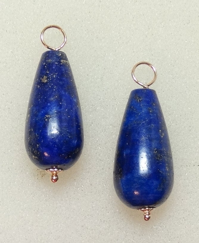 10x20mm Lapis Lazuli Austauschbare Ohrring Charms Sterling, Rose Oder Yg von ivorynjewels
