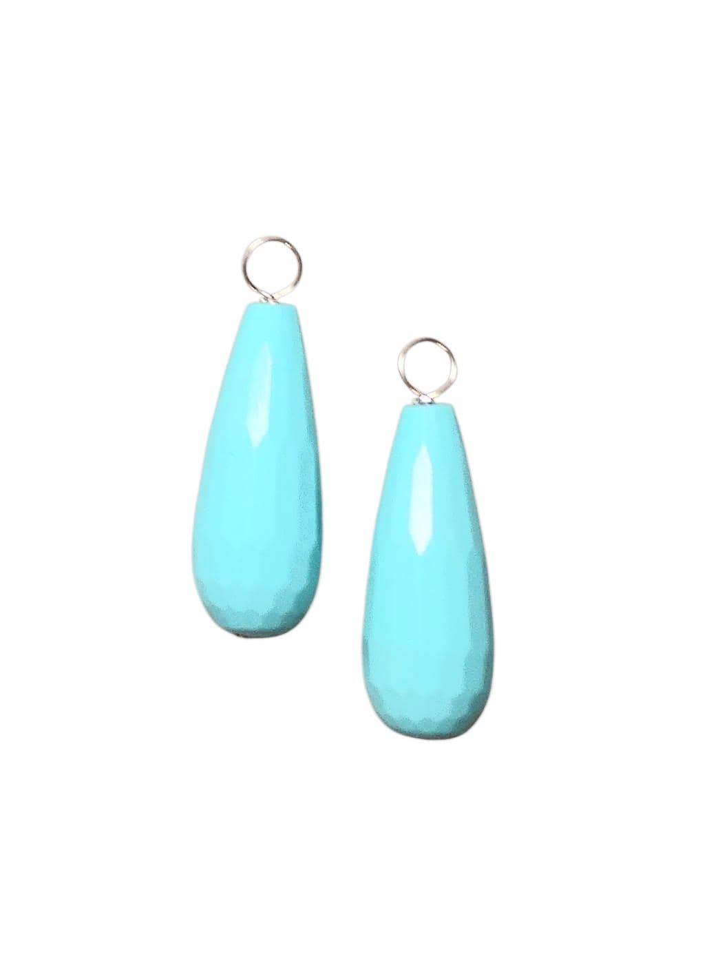 10 X 25 Mm Facettierte Türkis Howlith Austauschbare Ohrring Anhänger Massiv Sterling, Rose Oder Gelbgold Gefüllt von ivorynjewels