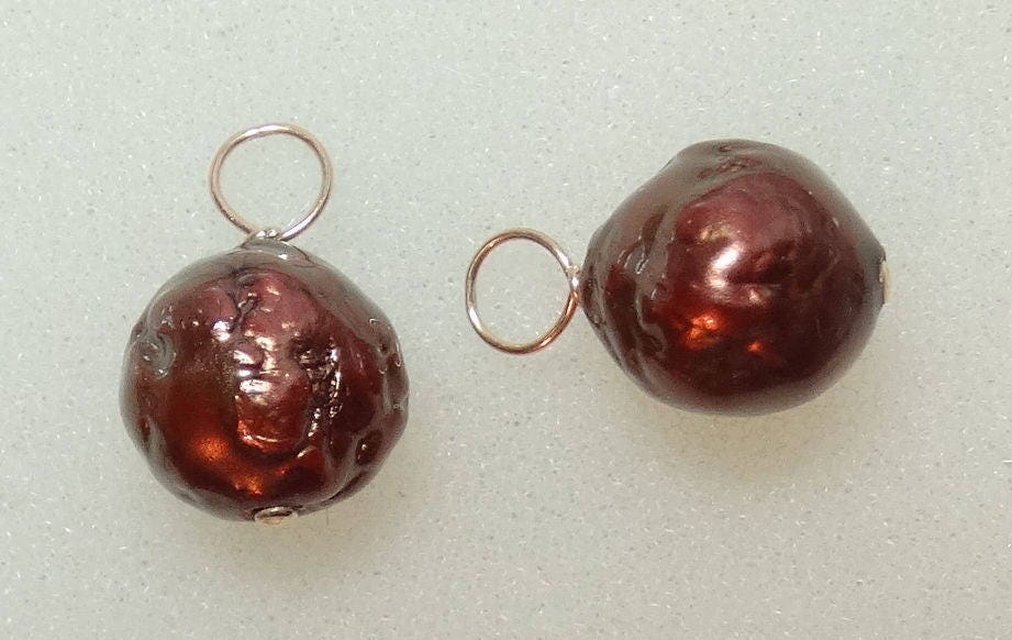 11-12mm Schokolade Süßwasser Barock Perlen Austauschbare Ohrring Anhänger 14K Rose Oder Gelbgold Gefüllt Sterling Silber von ivorynjewels