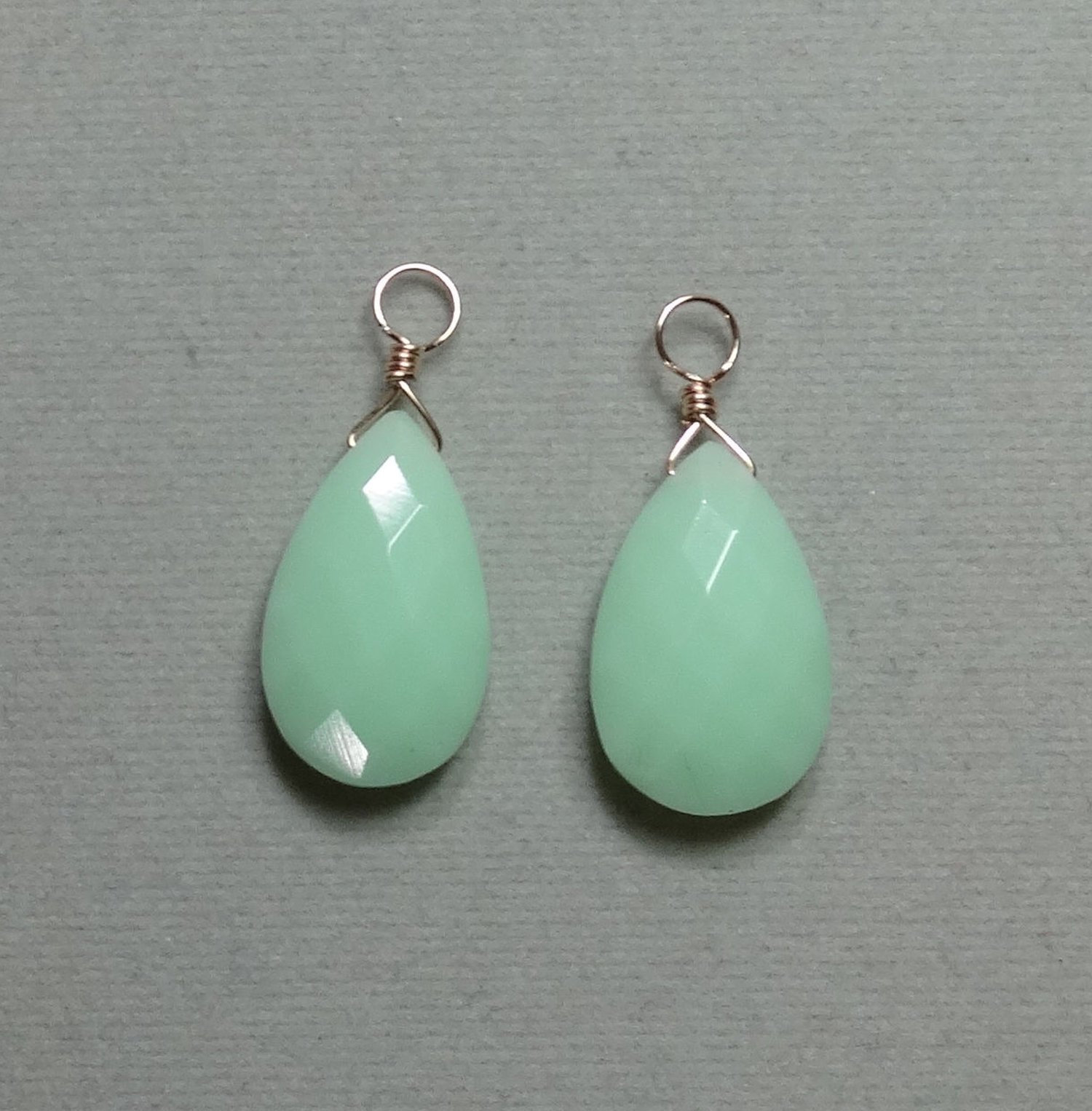 13x20mm Mint Grün Chrysopras Austauschbare Ohrringe Charms Solid Sterling, 14K Rose Oder Gelbgold Filled von ivorynjewels