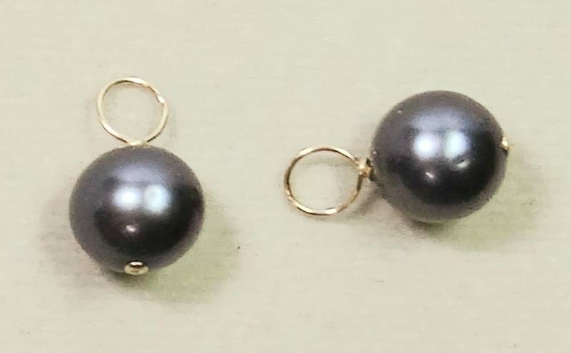 9-10mm A Runde Schwarze Süßwasserperlen Austauschbare Ohrring Charms Solid Sterling, 14K Rose Oder Gelbgold 9-10mm A Runde Schwarze Süßwasserperlen Austauschbare Ohrring Charms Solid Sterling, 14K Rose Oder Gelbgold von ivorynjewels