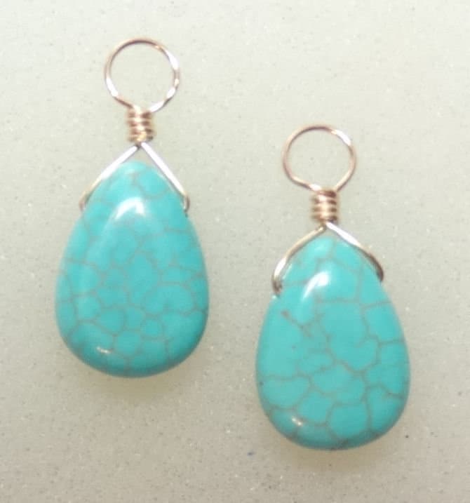 Kleine Türkisfarbene Tränen, Austauschbare Ohrring-Charms, Rose Oder Gelbgold Gefüllt Massives Sterling von ivorynjewels