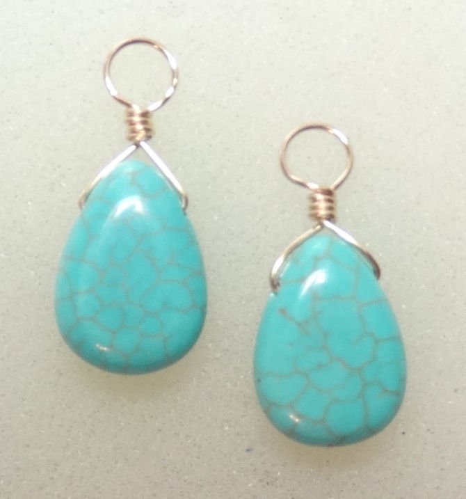Kleine Türkisfarbene Tränen, Austauschbare Ohrring-Charms, Rose Oder Gelbgold Gefüllt Massives Sterling Kleine Türkisfarbene Tränen, Austauschbare Ohrring-Charms, Rose Oder Gelbgold Gefüllt Massives Sterling von ivorynjewels