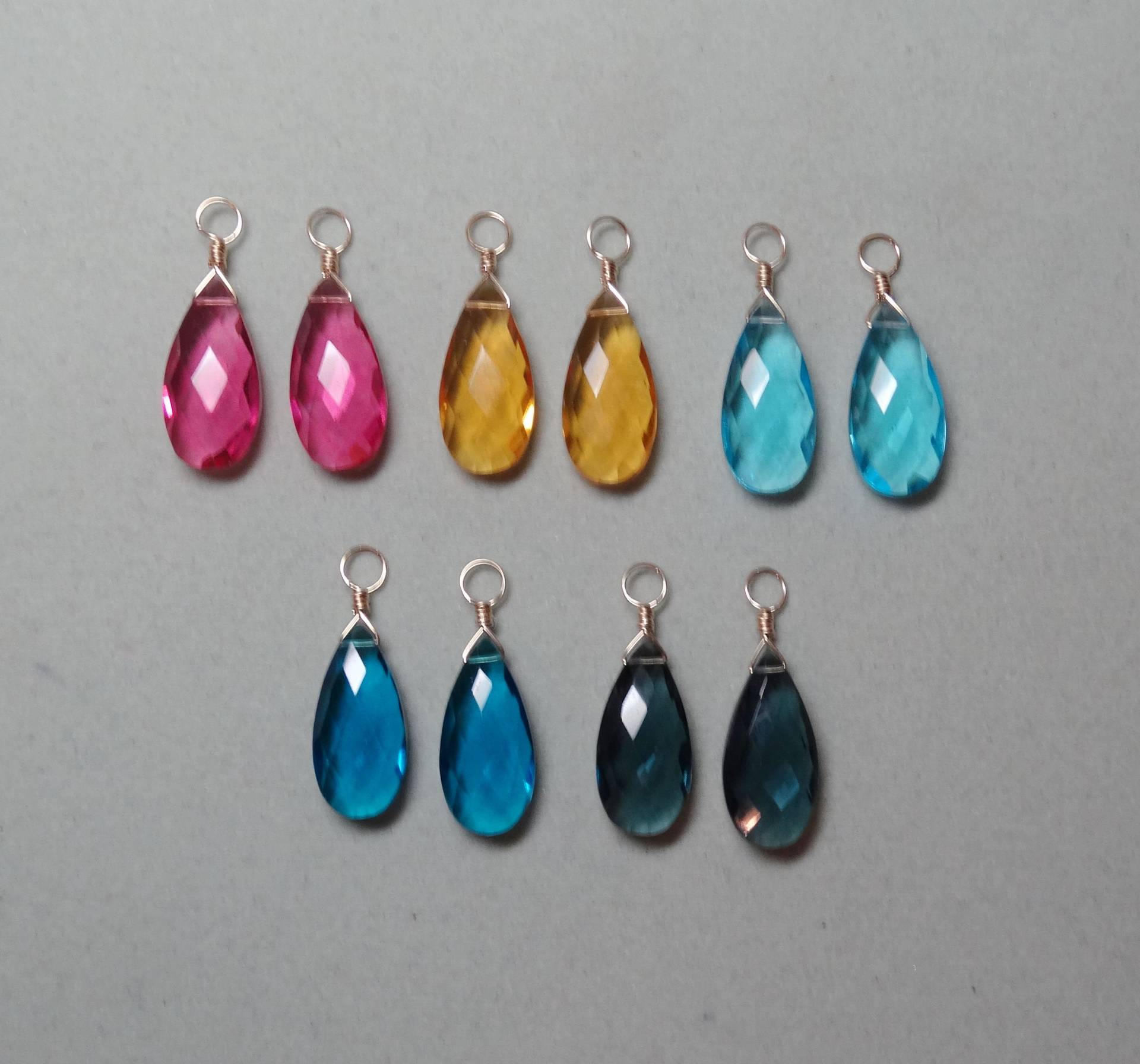 Rosa Citrin Hell Oder Dunkeltopas Iolith Blau 9x22mm Austauschbare Ohrring Charms 14K Rose Gelb Gold Filled Solid Sterling von ivorynjewels