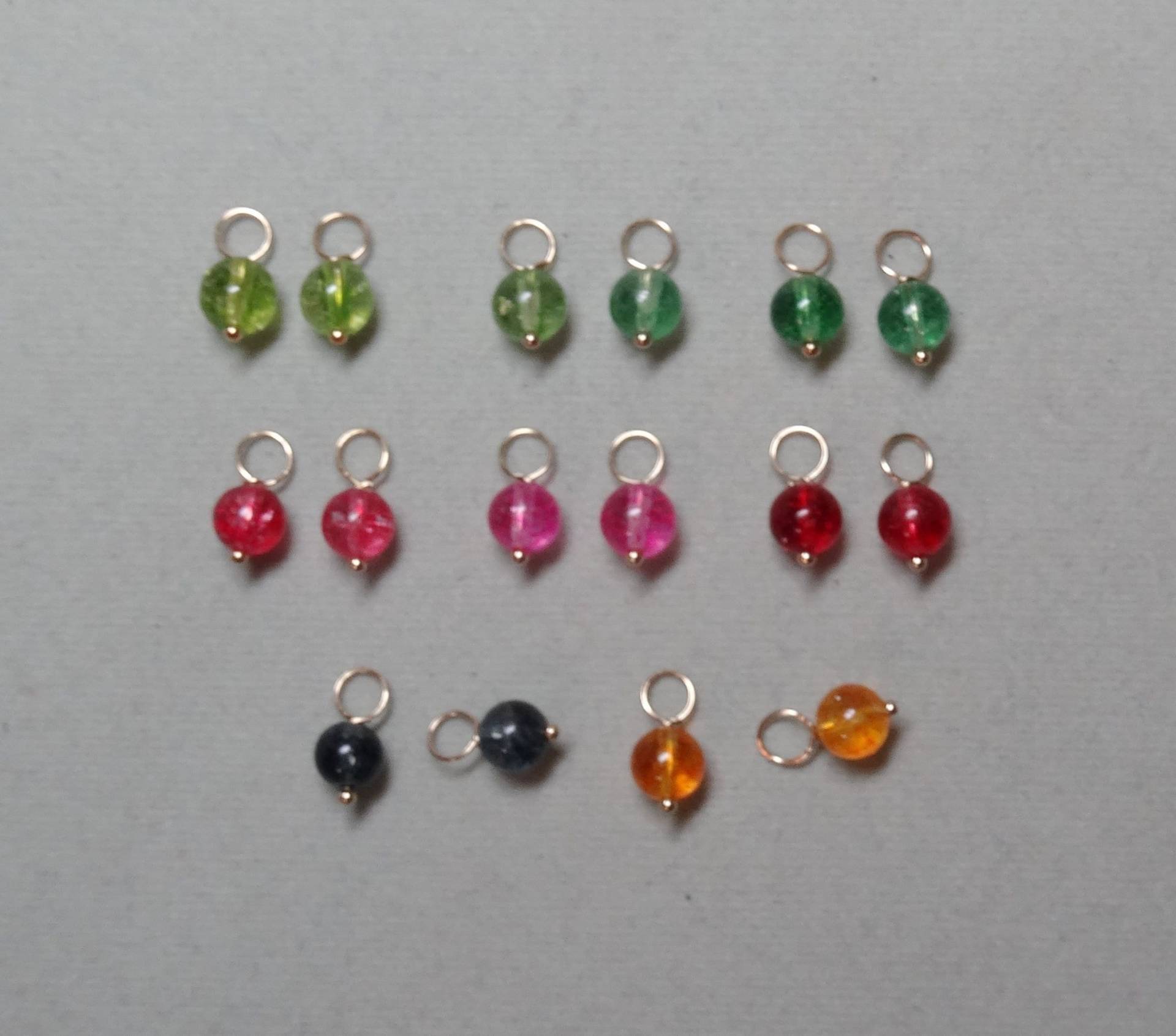 Wahl Der Farbe Und Größe 6mm Oder 8mm Turmalinquarz Austauschbare Ohrring-Charme - Massiv Sterling, 14K Rose Gelbgold Gefüllt von ivorynjewels