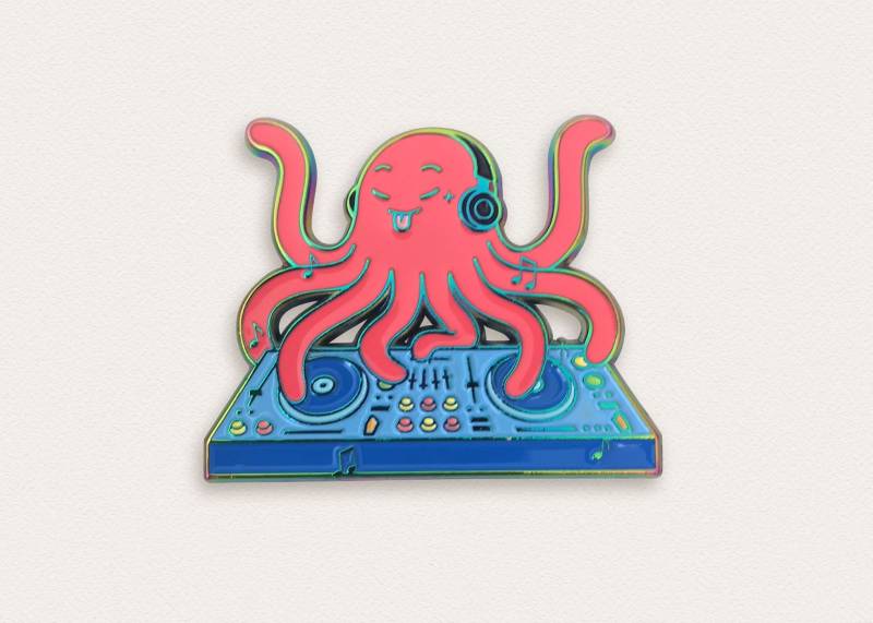 Dj Party Tier Krake Pin Aus Emaille Dj Party Tier Krake Pin Aus Emaille von ivycdraws