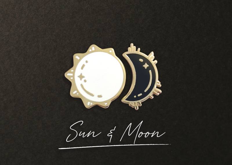 Sonne Und Mond Emaille Pin Set Sonne Und Mond Emaille Pin Set von ivycdraws
