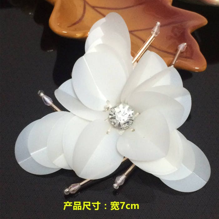 7cm 2, 75" Breit 15Stk Weiß Schwarz Rosa Strass Pailletten Perlen Blume Foral Kleidung Kleid Schuhe Applikationen Patch M57Q3 von ivyverynice