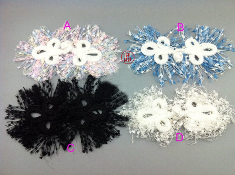 Patches 5 Stück Schwarz Elfenbeinblau Quasten Fransen Knopfverschluss Handwerk Kleidung Applikationen 1320cm Ml177P769 von ivyverynice