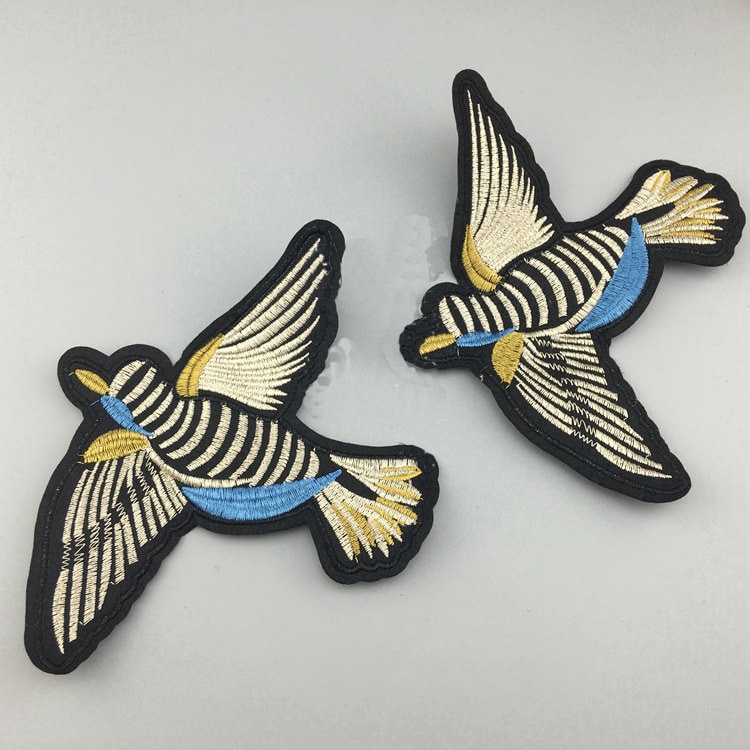Vogel Flicken 5 Stück Gold Schwarz Blau Streifen Fliegende Vögel Handwerk Kleidung Applikationen Patches 14, 518cm Ml171P762 von ivyverynice