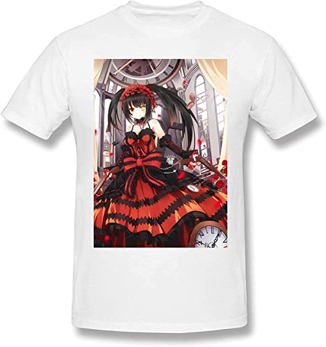 Date A Live Kurumi Tokisaki Men's Comfortable Short Sleeve Shirts Crew Neck Personality Fashion T-Shirt Black T-Shirts & Hemden(X-Large) von iwmnggnmwi