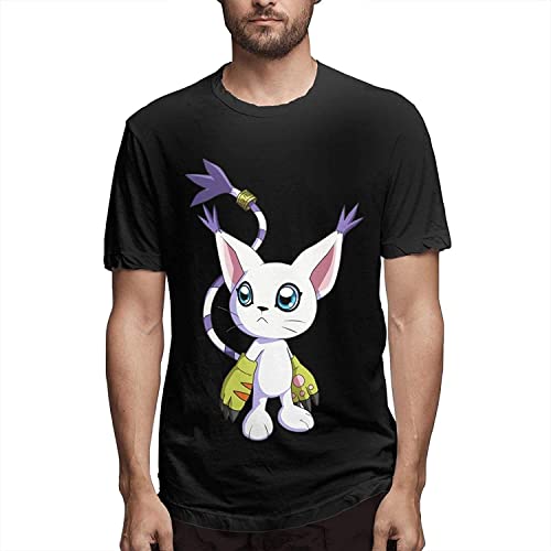 Digimon Adventure Men's Comfortable Short Sleeve Shirts Crew Neck Personality Fashion T-Shirt Black T-Shirts & Hemden(Small) von iwmnggnmwi