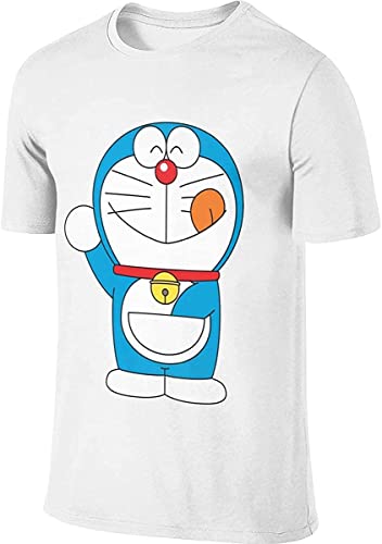Man Customized Breathable Tops Happy Doraemon T-Shirt T-Shirts & Hemden(Small) von iwmnggnmwi