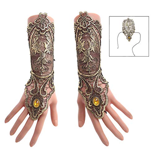 iwobi Spitzenhandschuhe Damen Handschuhe Lang Gothic Handstulpe Steampunk Armband - 1 Paar von iwobi