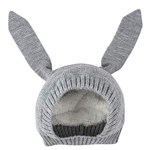 iwobi Unisex Baby Winter Hasenohren Stricke Mütze Hasenohren Hüte Wärmer Beanie Strickmütze, Grau von iwobi