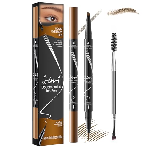 iwontalersy 2 Stück Wasserfester Augenbrauenstift mit Pinsel,Augenbrauenstift 2-in-1 Dual,Wischfest, einfaches Kreieren einer natürlichen Augenbrauenfarbe,Light Brow von iwontalersy