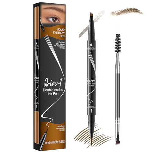 iwontalersy Wasserfester Augenbrauenstift mit Pinsel,Augenbrauenstift 2-in-1 Dual,Wischfest, einfaches Kreieren einer natürlichen Augenbrauenfarbe,Light Brown von iwontalersy