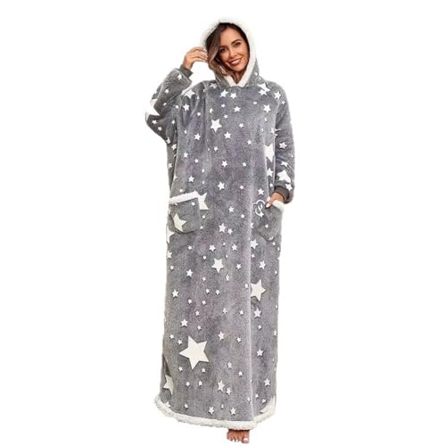 iyoimono Hoodie Decke für DamenHerren Flanell Fleece Oversized Weich Pullover Sweatshirt Kuscheldecke Flauschige Sherpa TV-Decke mit Ärmeln Übergroße Tragbar Ganzkörperdecke(GRBX,120cm) von iyoimono